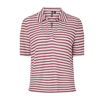 PIECES JEYA SS V-NECK LOOSE POLO PINK TULLE/PORT ROYALE - 17163792